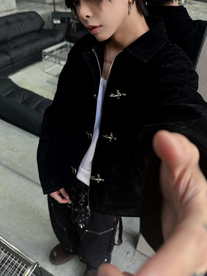 Toggle Closure Suede Short Jacket WN22955