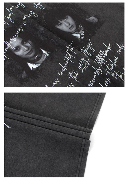 Portrait Graphic Letter Sleeveless T-Shirt WN26202