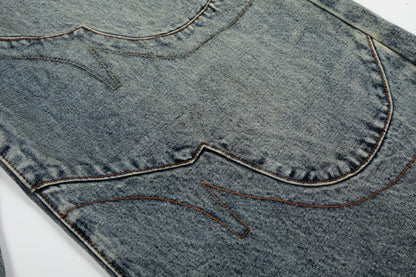 Deconstruction Patchwork Wide Leg Denim Jeans WN25851