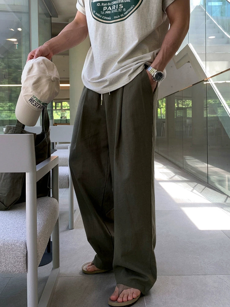 Draped Simple Straight Wide Leg Pants WN20257