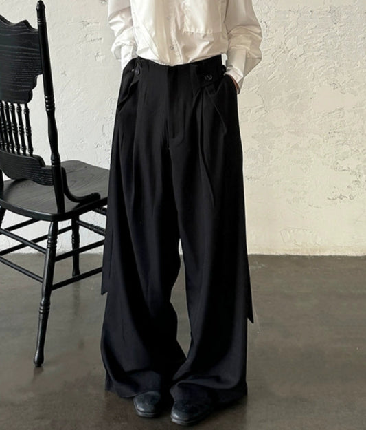 Adjustable Drawstring Pleats Straight Trousers WN20010