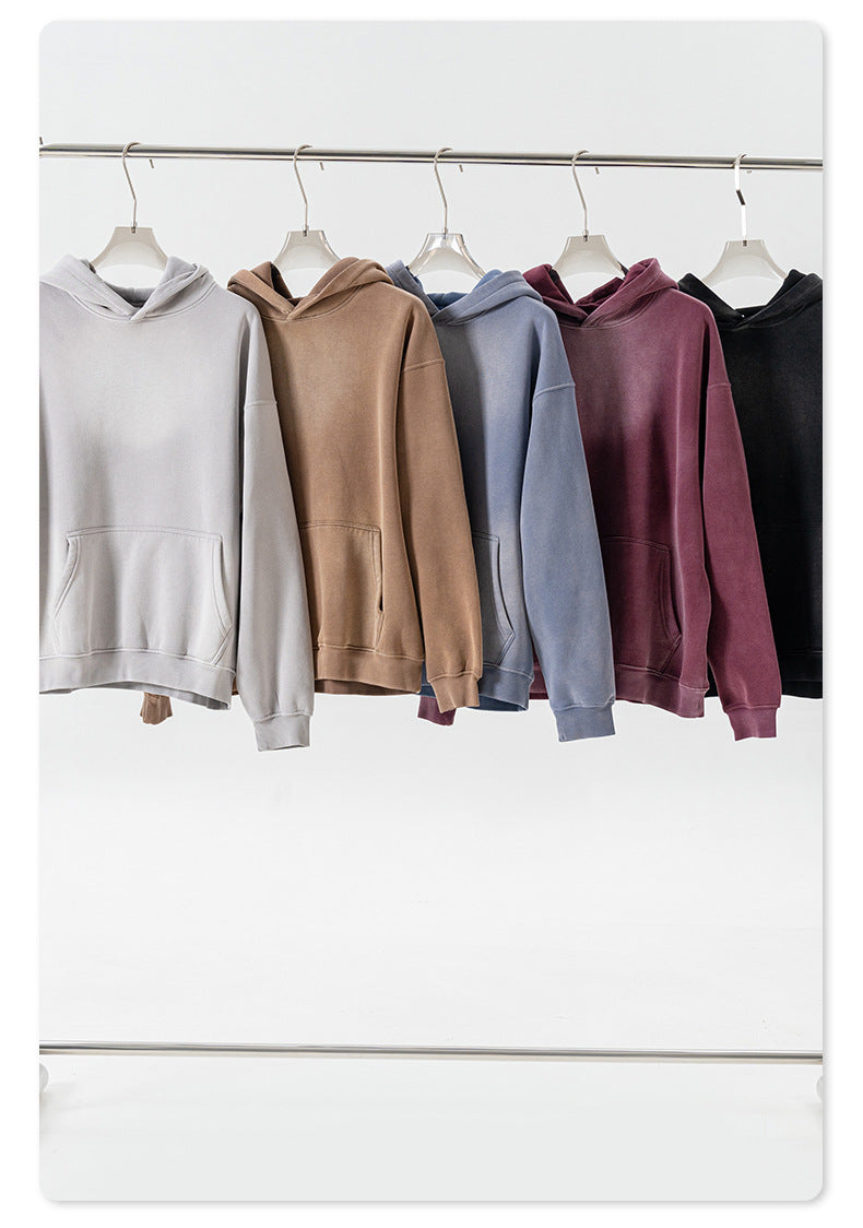 Oversize Fleece Lining Washed Pullover Hoodie WN9924