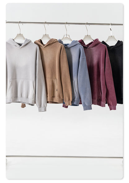 Oversize Fleece Lining Washed Pullover Hoodie WN9924