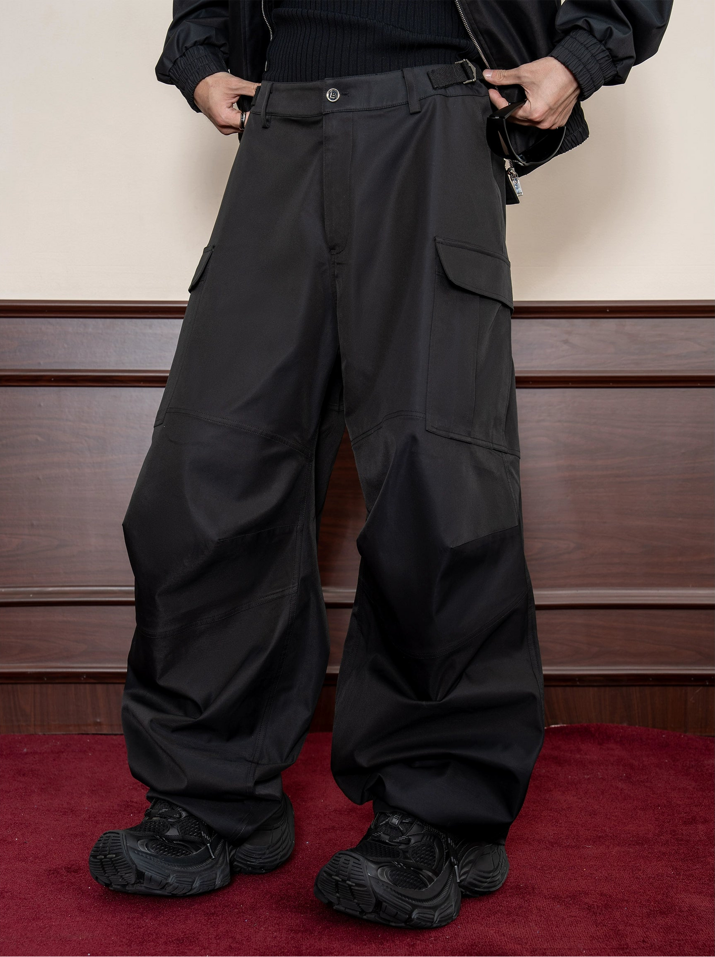 Adjustable Waist Pleated Straight Wide Leg Pants WN20853