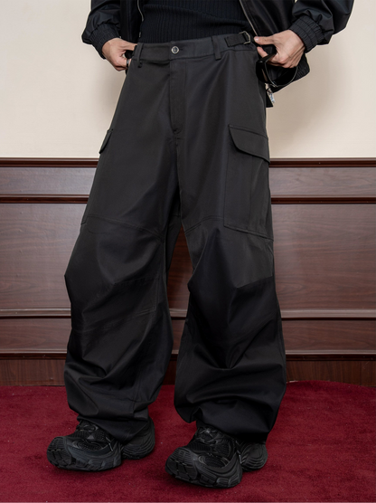 Adjustable Waist Pleated Straight Wide Leg Pants WN20853