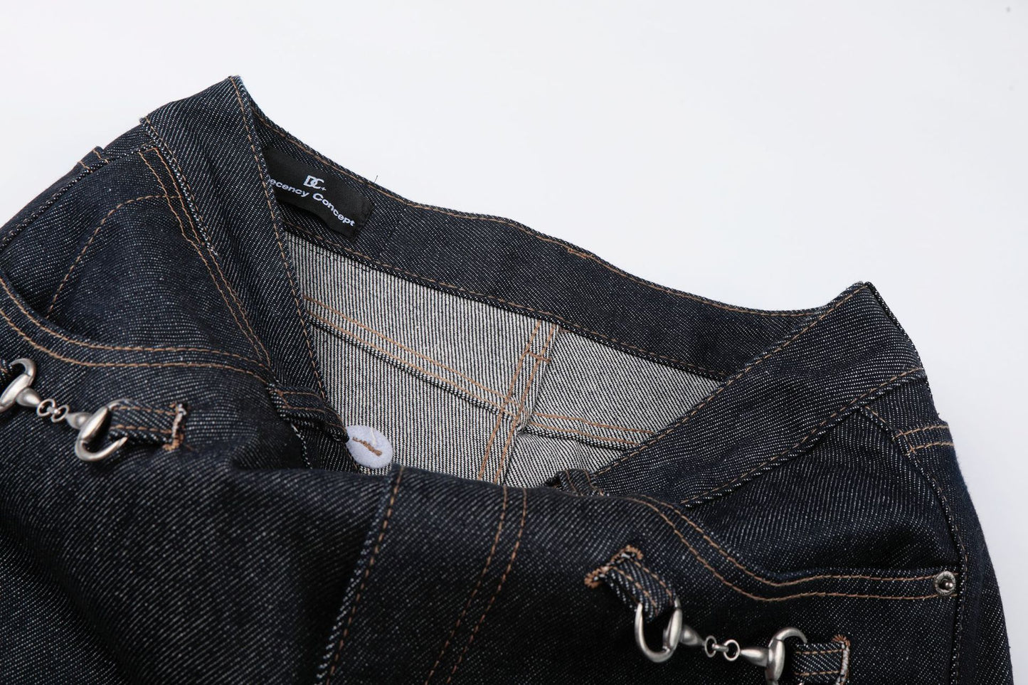Washed Metal Buckle Wide Leg Denim Jeans WN26169
