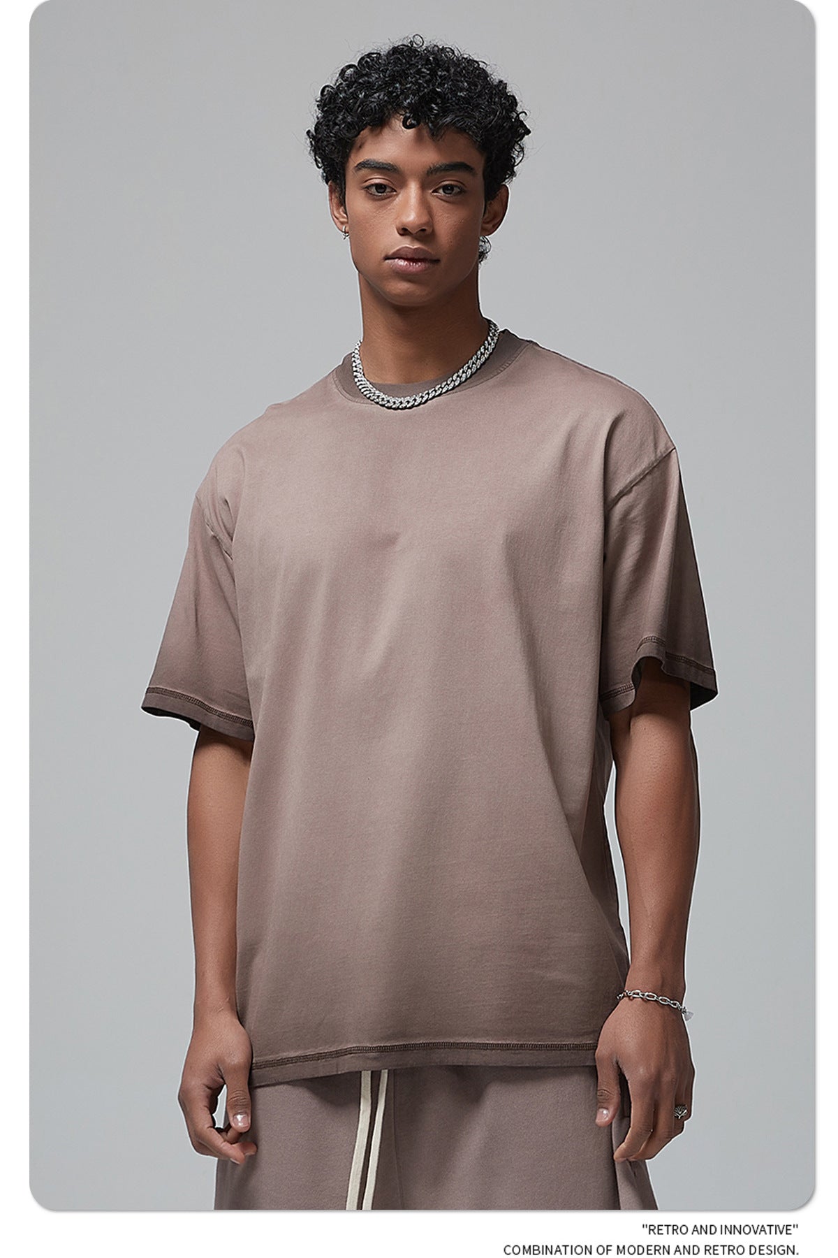 Vintage Dyed Oversize Short-sleeve T-shirt & Vintage Dyed Short Sweatpants Setup WN6642