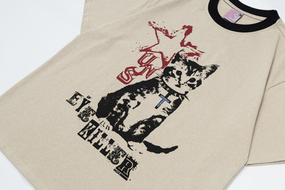 Painting Cat Graphic Short Sleeve T-Shirt WN26051