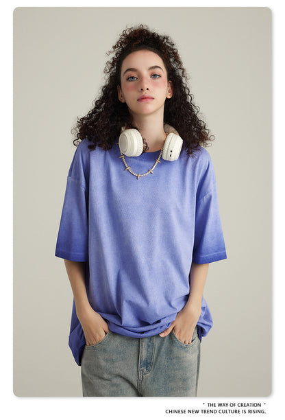 Washed Gradient Pure Cotton Sleeveless T-Shirt WN6075