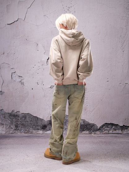 Wide Leg Mud Dye Damage Denim Jeans WN26632