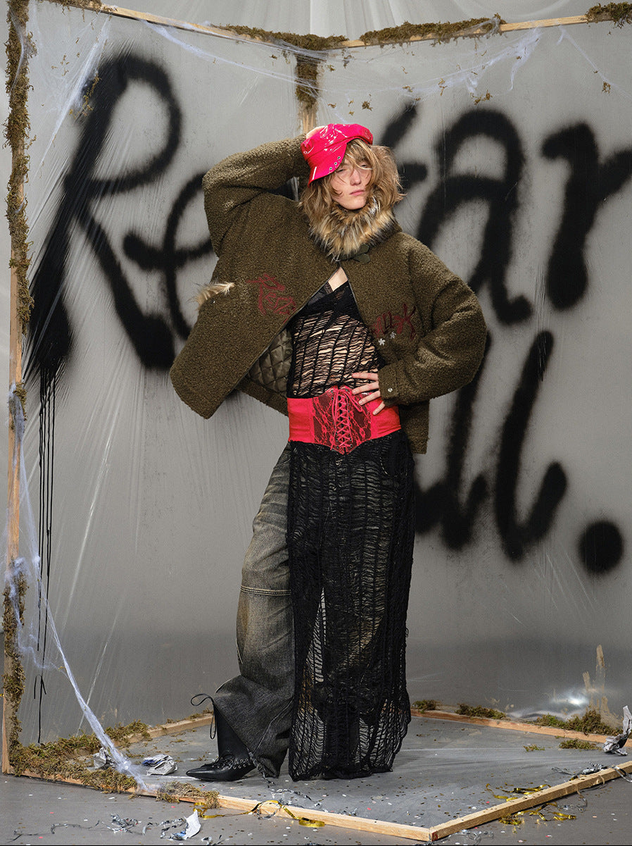 Embroidery Belted Design Hooded Puffer Jacket WN21936