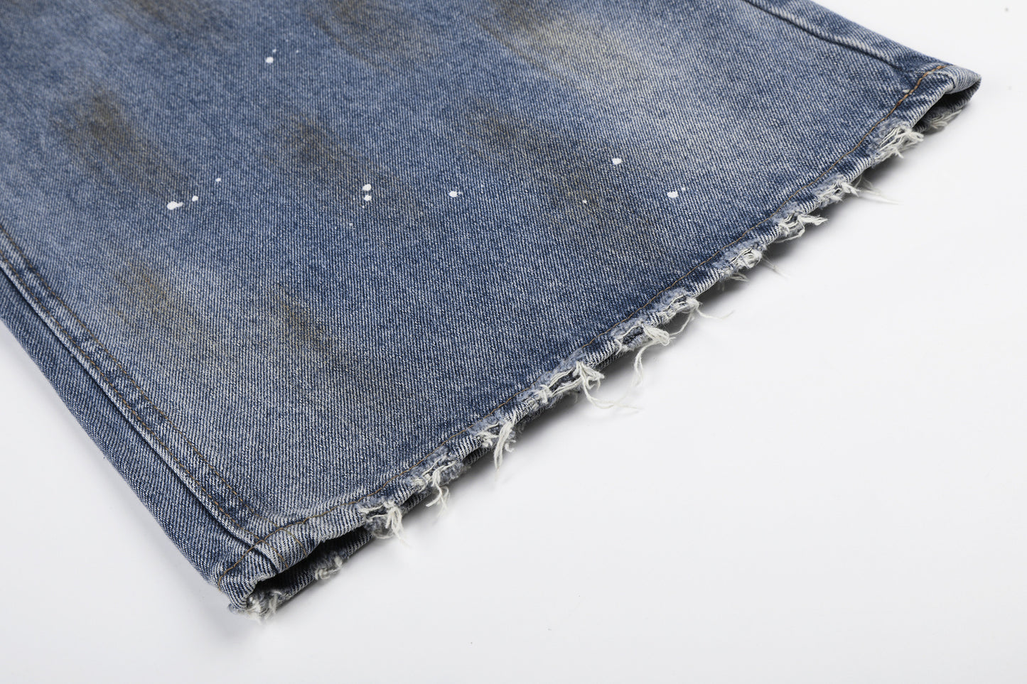 Washed Paint Damage Wide Leg Denim Jeans WN25394