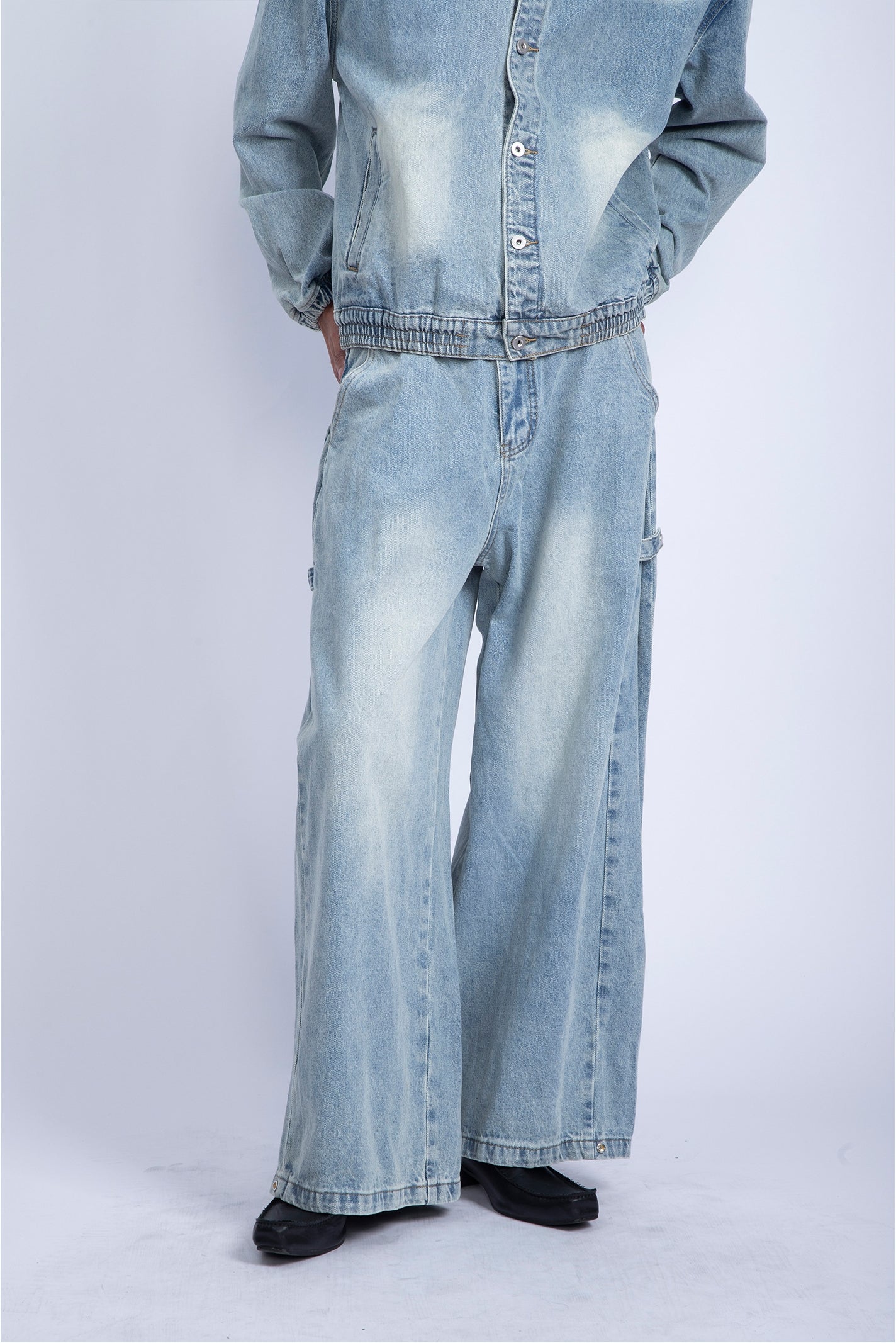 Hooded Denim Jacket & Wide Leg Denim jeans Setup WN9240