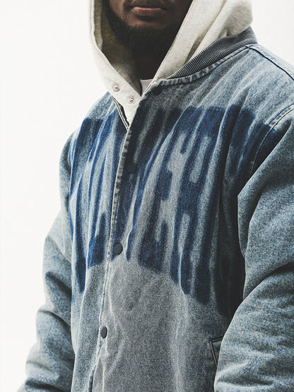 Letter Design Heavy Washed Oversize Jacket WN17739