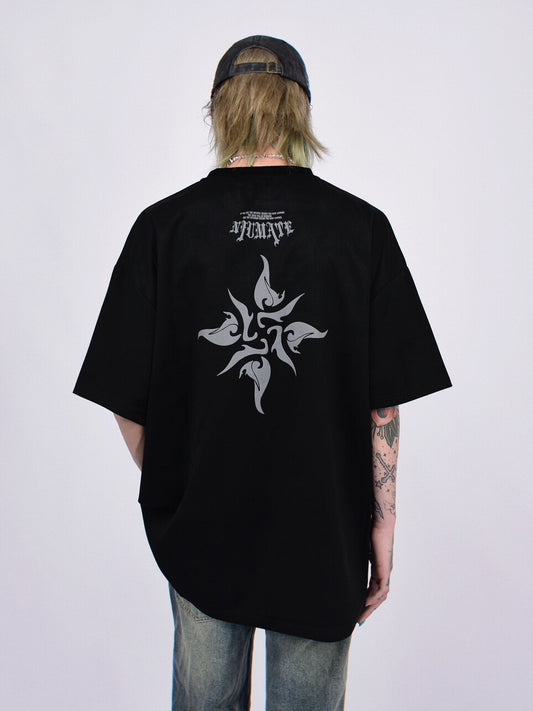 Letter Print Oversize Short Sleeve T-Shirt WN24476