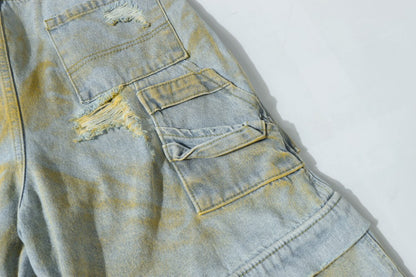 Double Waist Ripped Frayed Wide Leg Half Pants WN27873