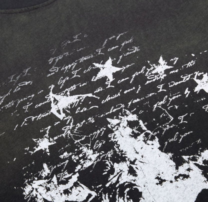Washed Graphic Letter Print Short Sleeve T-Shirt WN25452