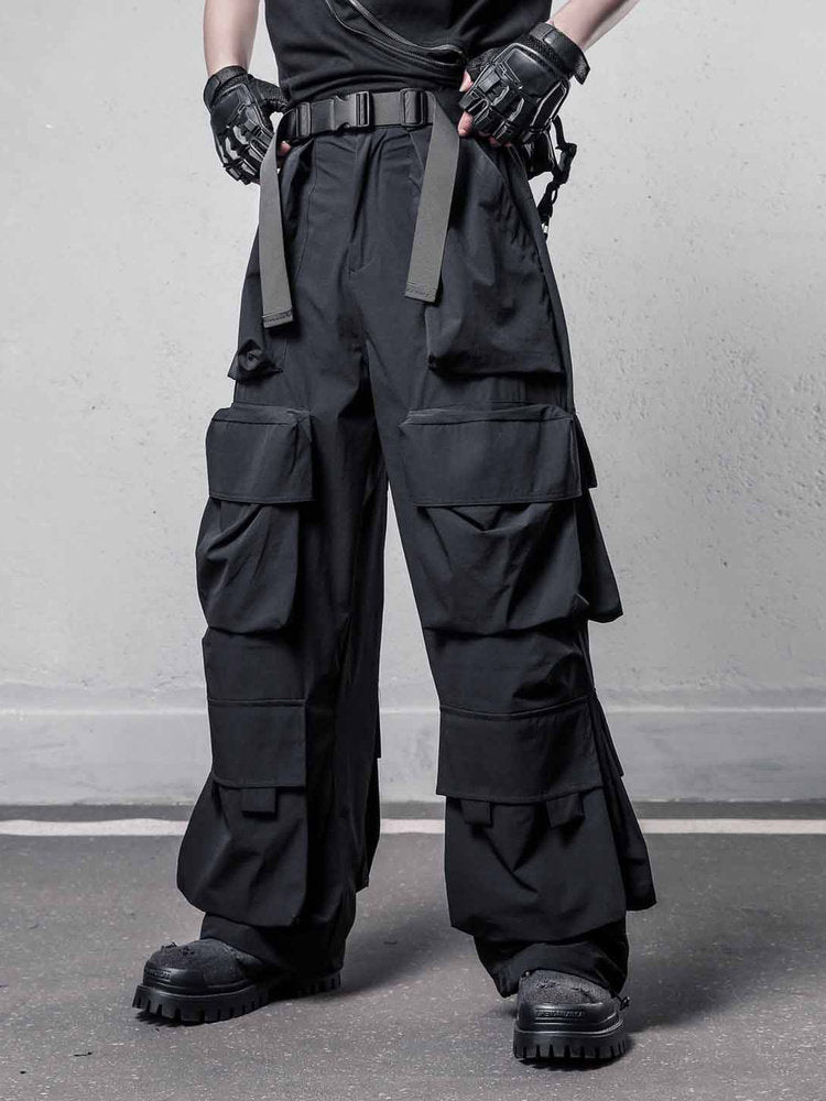 Functional Multi-Pocket Wide Leg Cargo Pants WN22539