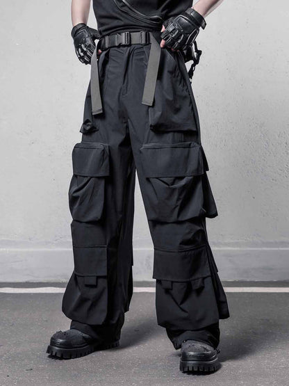 Functional Multi-Pocket Wide Leg Cargo Pants WN22539