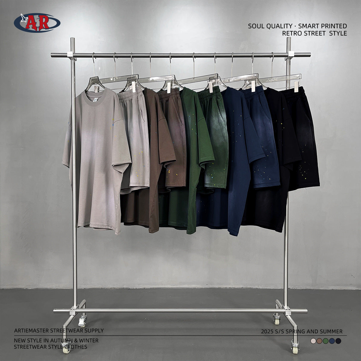 Colorful Ink Splash Short Sleeve T-shirt & Short Pants Setup WN16280