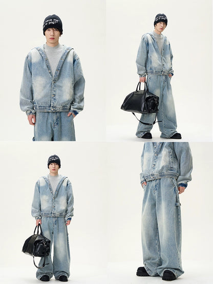 Oversize Denim Hoodie & Wide-leg Denim Jeans Setup WN9464