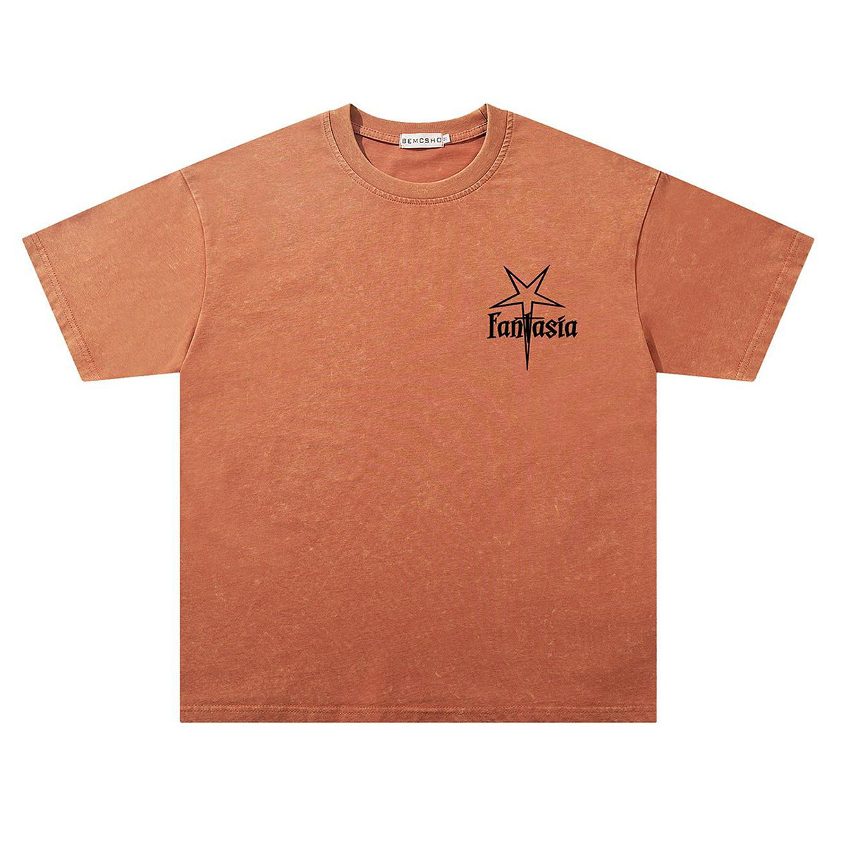 Washed Portrait Starburst Print Oversize Short Sleeve T-Shirt WN26867