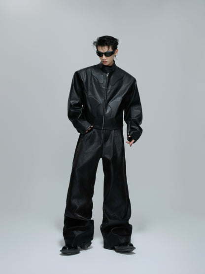 3D Standing-Collar PU Leather Jacket WN21708