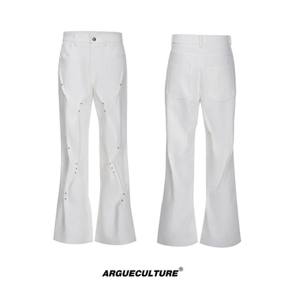 Heavyweight Rivet Pleats Straight Denim Jeans WN23554