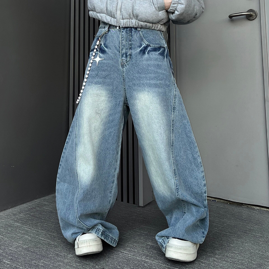 Washed Wide Leg Denim Jeans WN24186