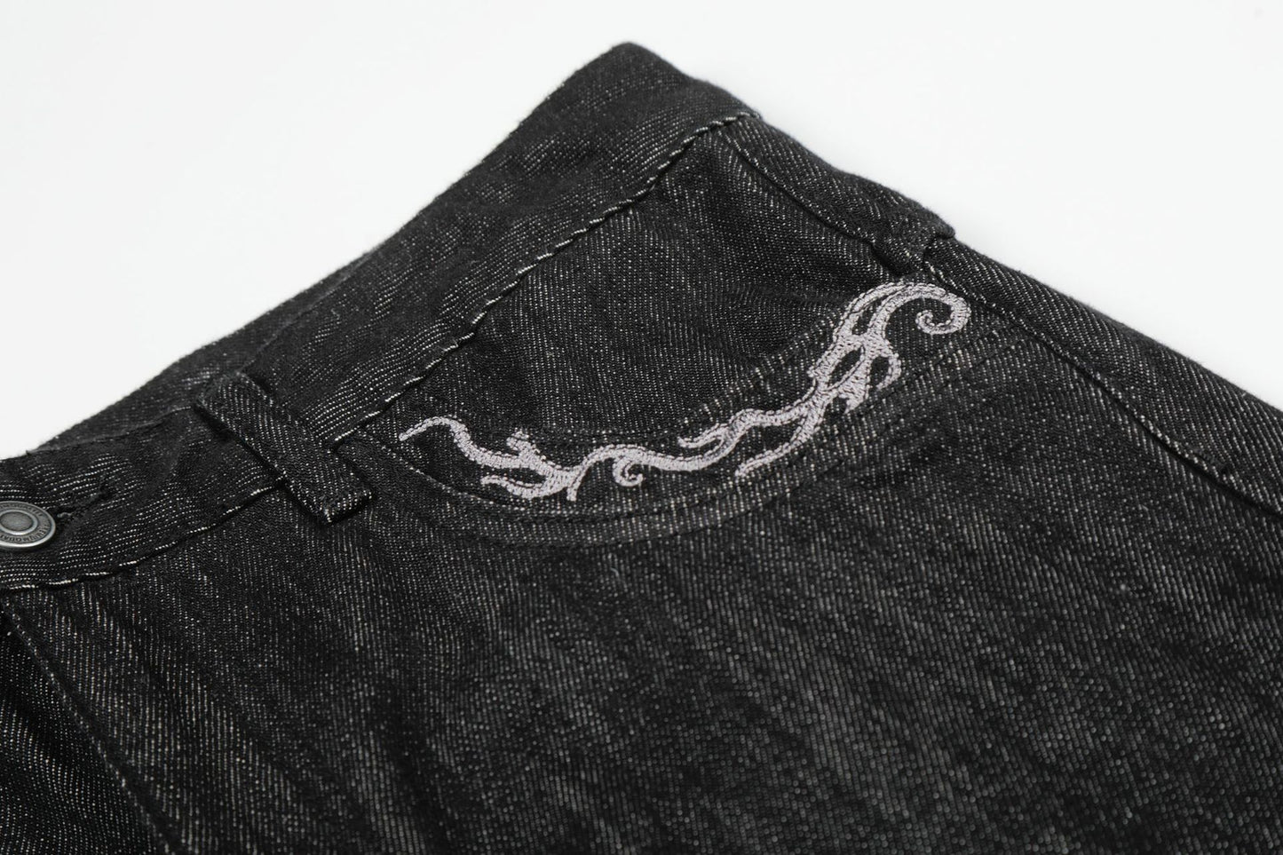 Washed Embroidery Flare Denim Jeans WN26066