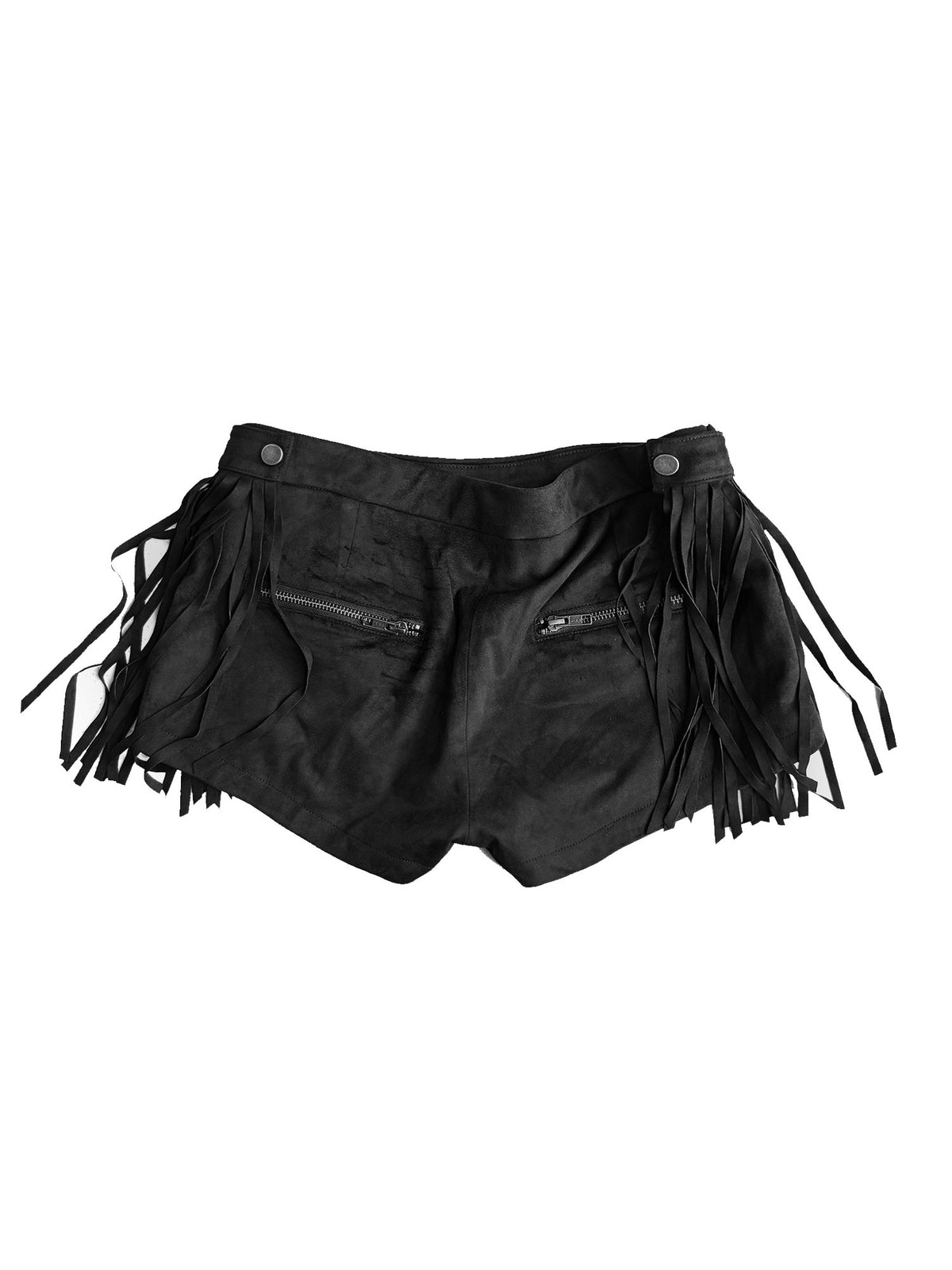 Detachable Fringe Suede Stud Detail Low-Rise Short Pants WN27082