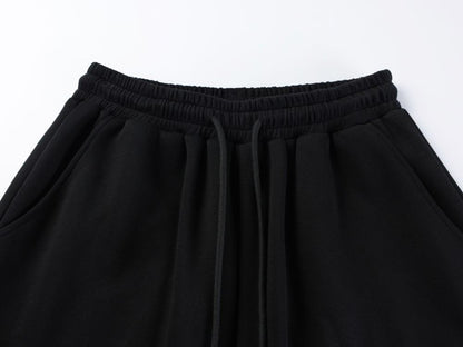 Metal Stud Graffiti Letter Print Curved Wide Leg Sweatpants WN27905