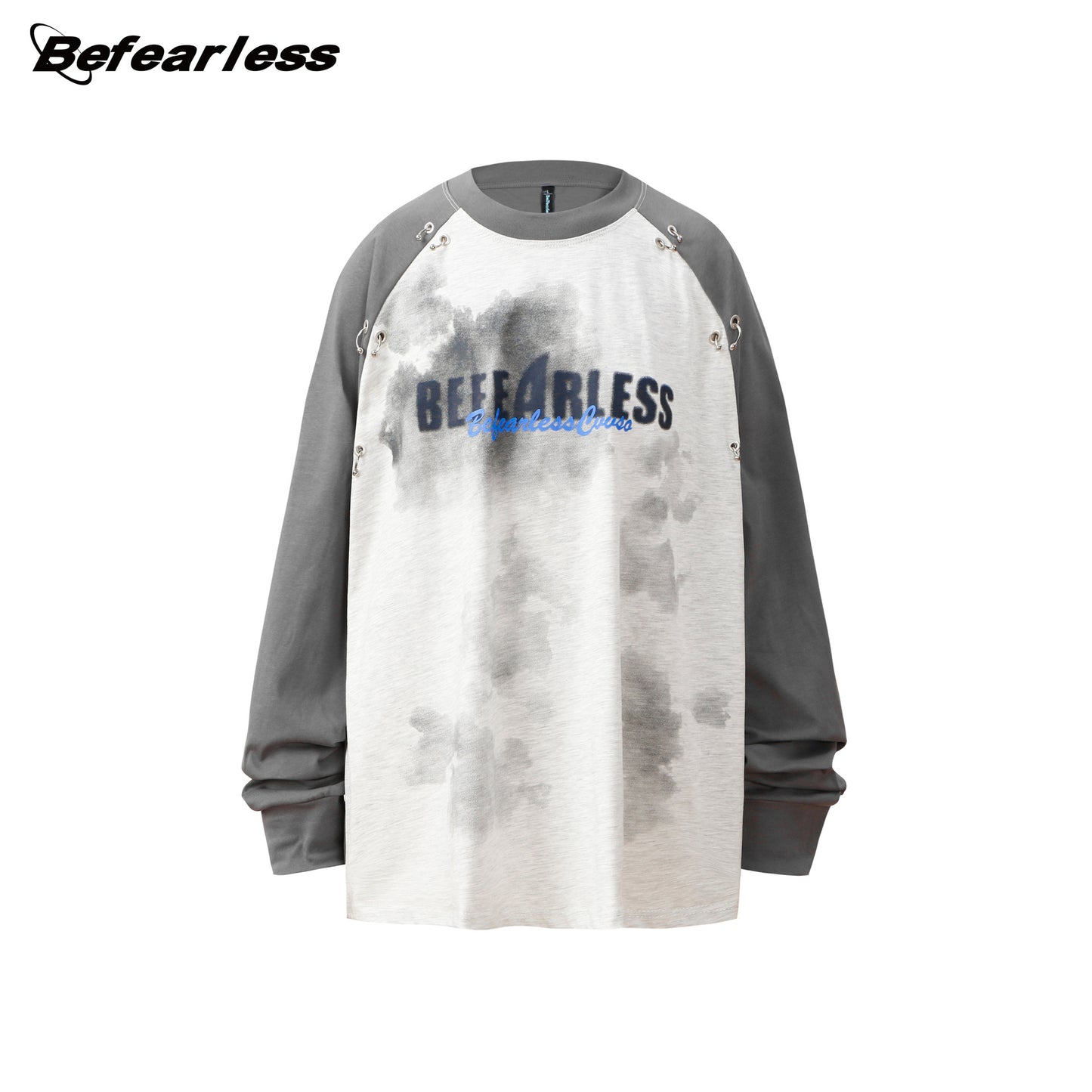 Dirty Eyelet Letter Print Long Sleeve T-Shirt WN26187