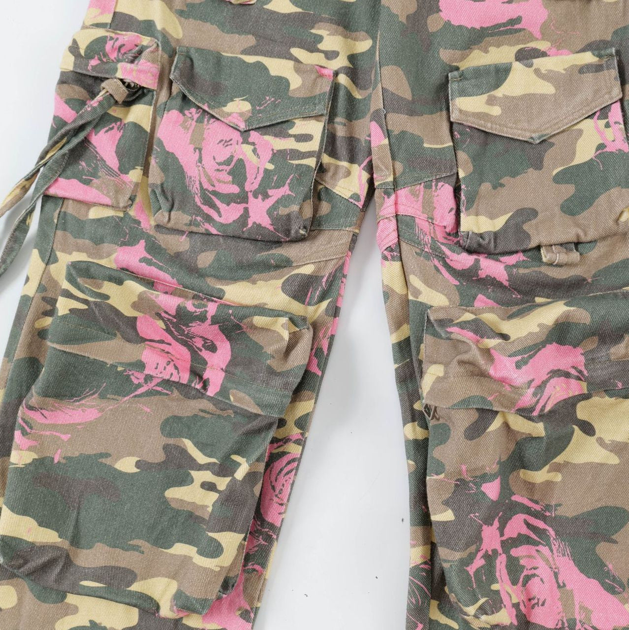 Camuflaje floral Pantalones de carga de pierna ancha WN11314