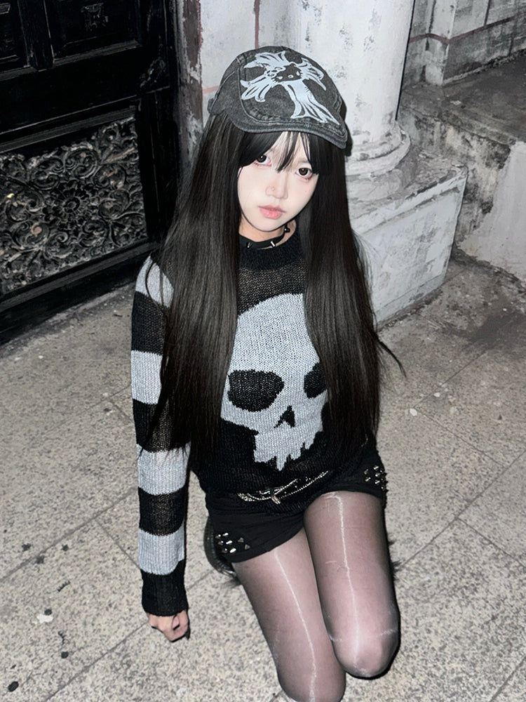 Skeleton Design Knit Sweater WN15919