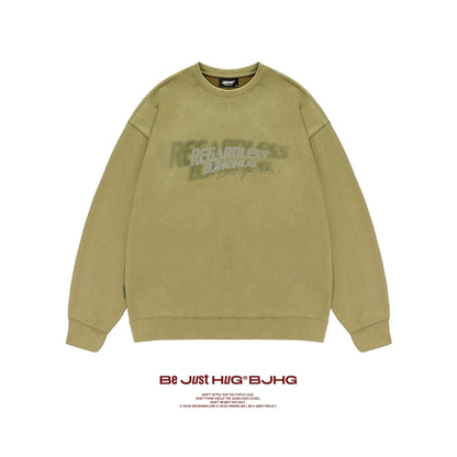 Letter Print Suede Oversize Sweatshirt WN9718