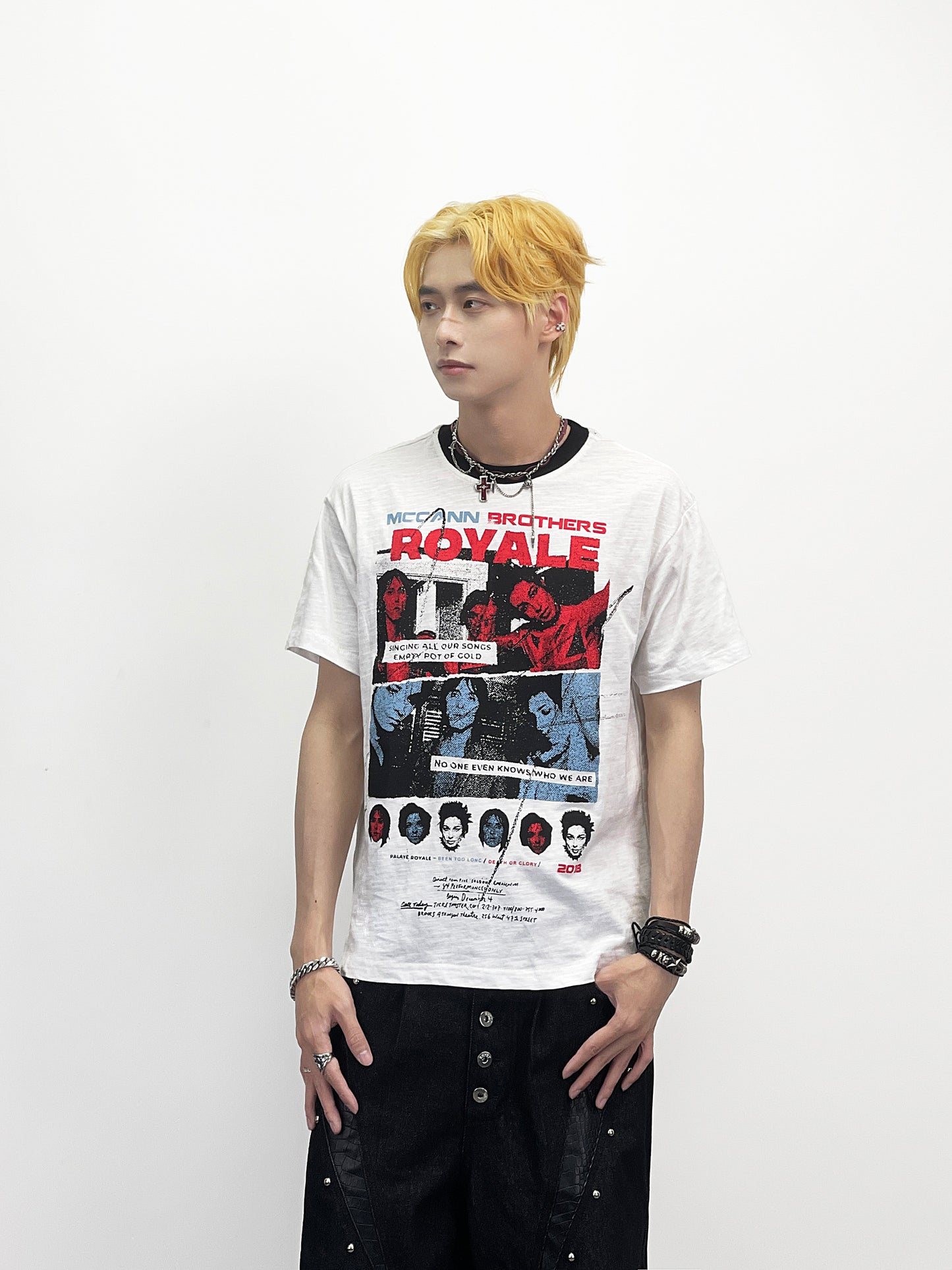 Portrait Print Slub Cotton Short Sleeve T-Shirt WN24251