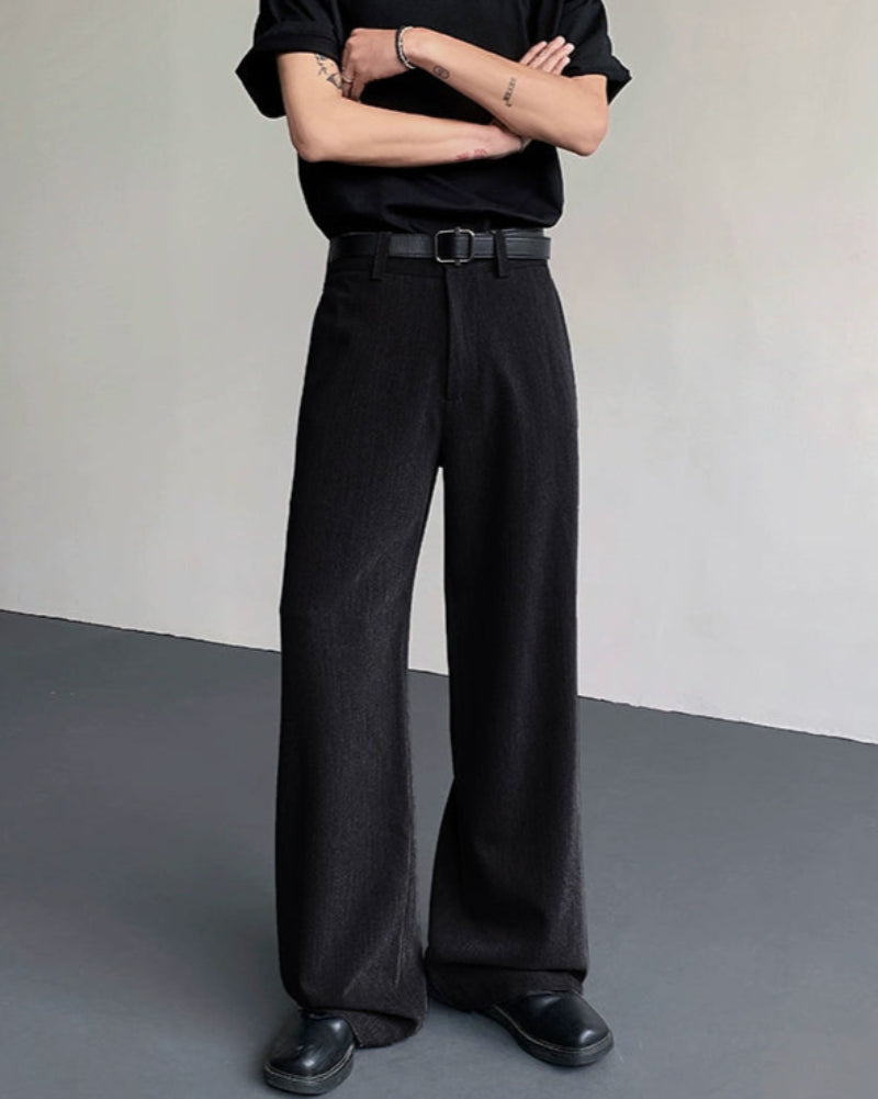Plain Design Longer hem Trousers WN19305