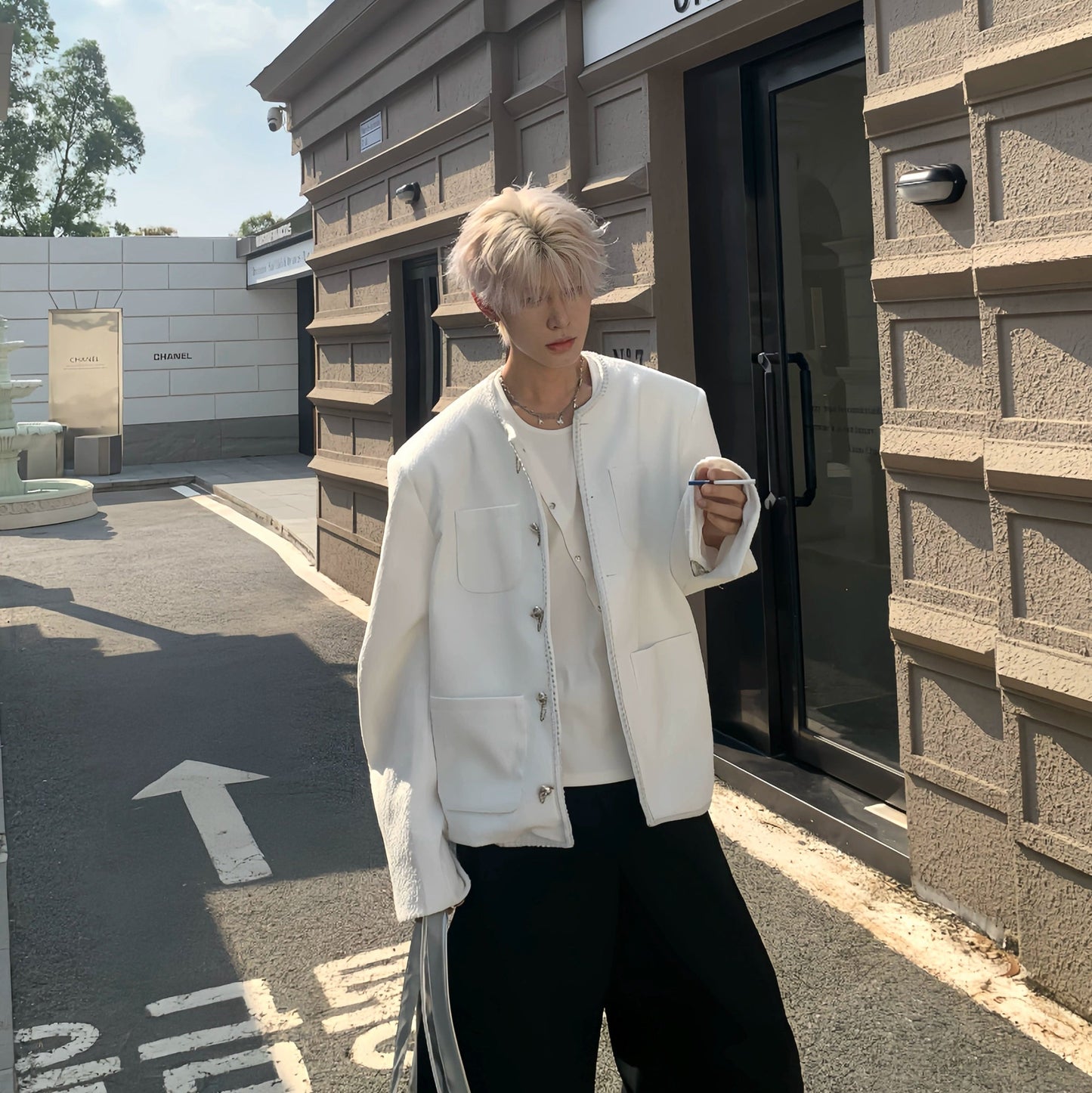 Frayed Edge Woven Oversize Short Jacket WN19901