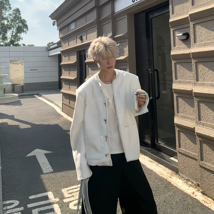 Frayed Edge Woven Oversize Short Jacket WN19901