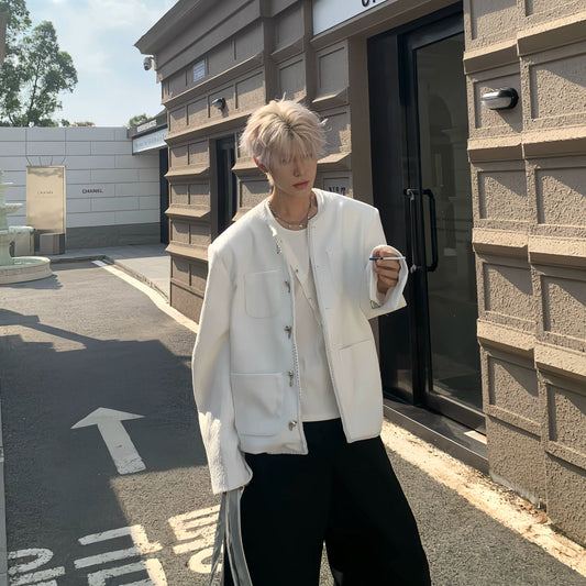 Frayed Edge Woven Oversize Short Jacket WN19901