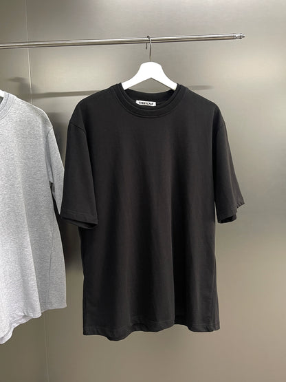 Double Neckline Oversize Basic Short Sleeve T-Shirt WN5661