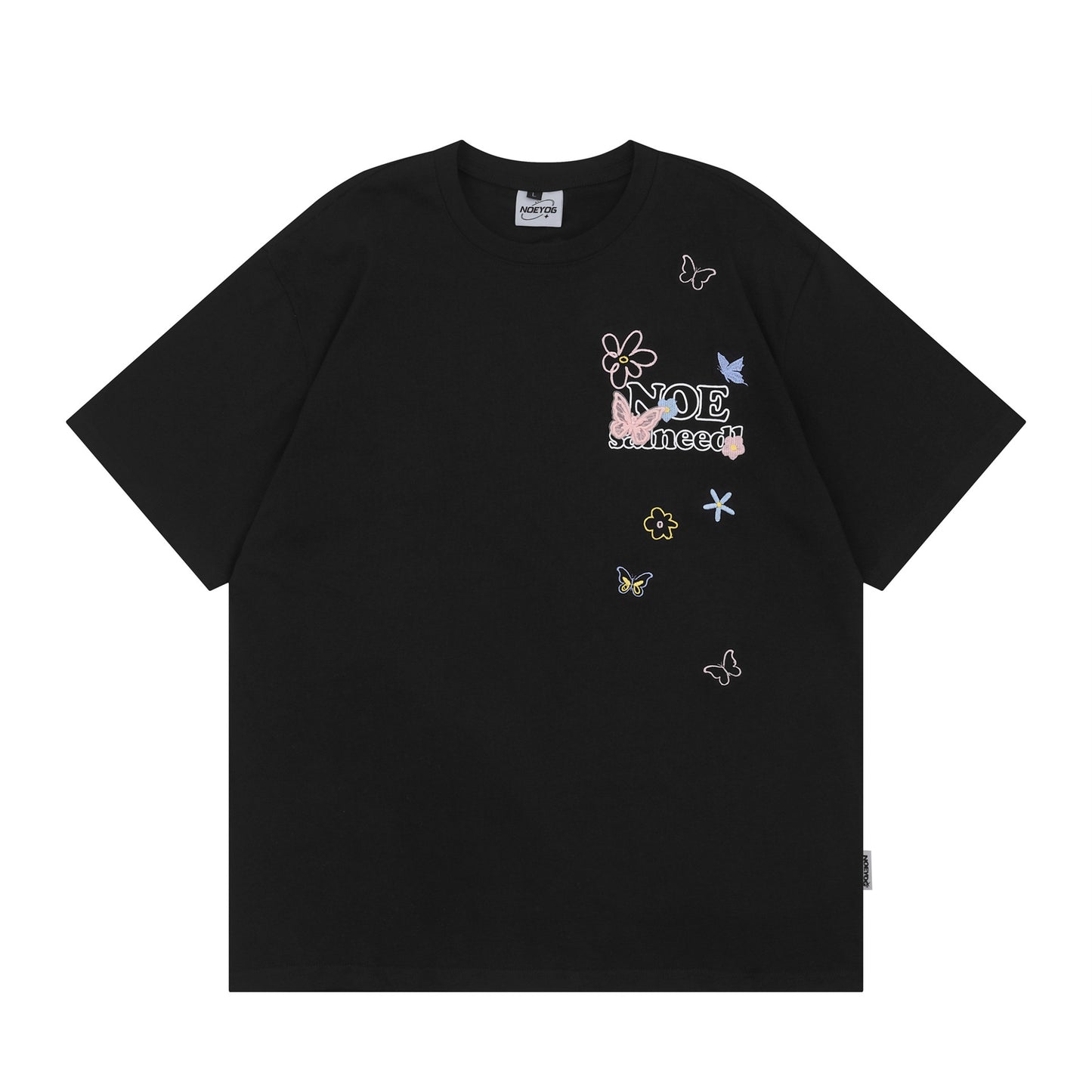 Butterfly Flower Embroidery Short Sleeve T-Shirt WN26781