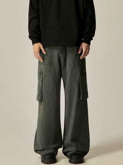 Washed Wide Leg Cargo Pants WN8966