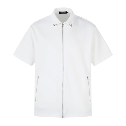 Full Zip Polo Collar Short Sleeve Shirt WN26805