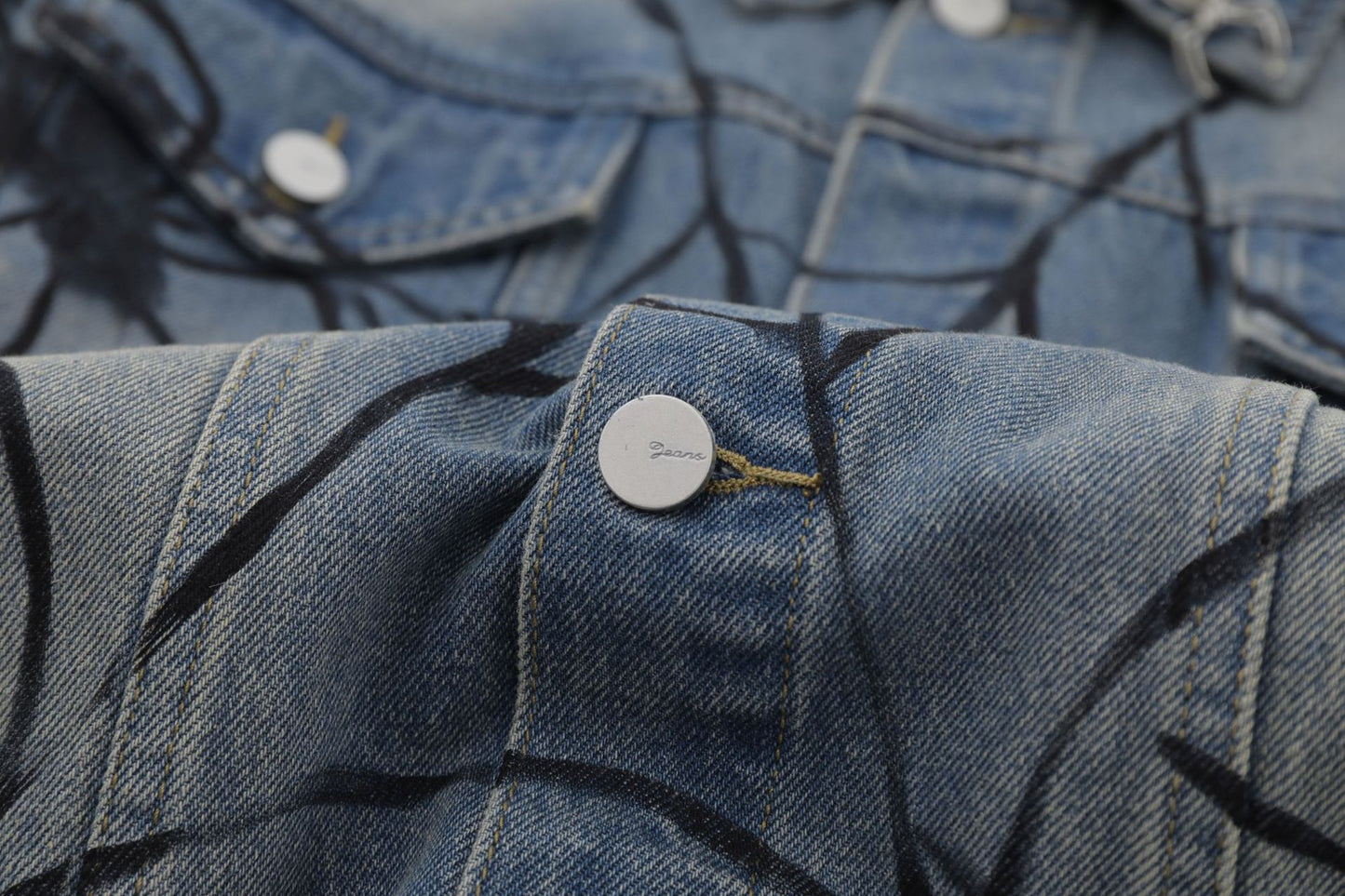 Spiderweb Graffiti Oversize Denim Jacket WN11136