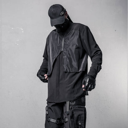 Irregular Fake Layered High Neck Long Sleeve Shirt WN22487