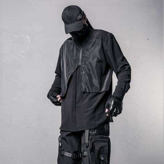 Irregular Fake Layered High Neck Long Sleeve Shirt WN22487