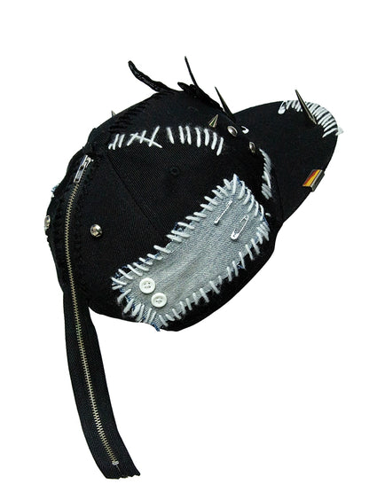 Zipper Rivet Embroidery Flat-Brim Cap WN21144