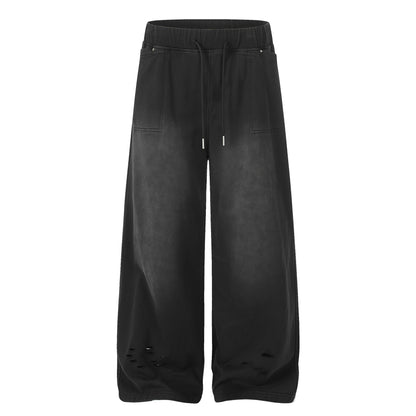 Washed Damage Wide Leg Sweatpants WN23062